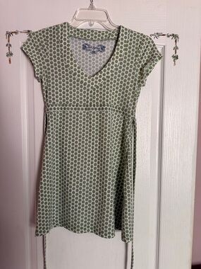 Red Camel Green Polka Dot V-Neck Tunic